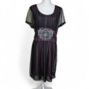 Pyramid Collection Womens Beaded Sheer Overlay Whimsygoth Dress Size 2X Fairy